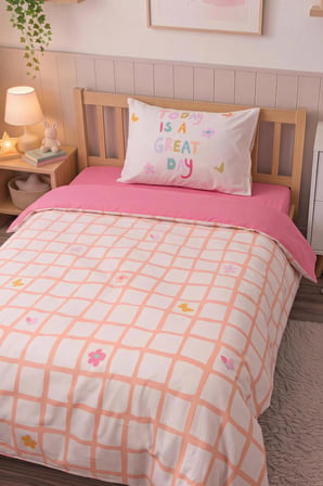 Jours Pembe %100 Pamuklu Tek Kişilik Çocuk Nevresim Takımı