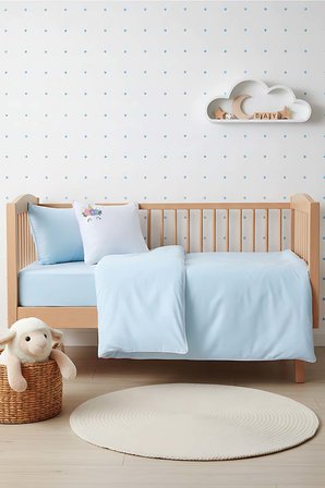 Dolly Mint Punch Nakışlı %100 Pamuklu  Bebek Nevresim Takımı