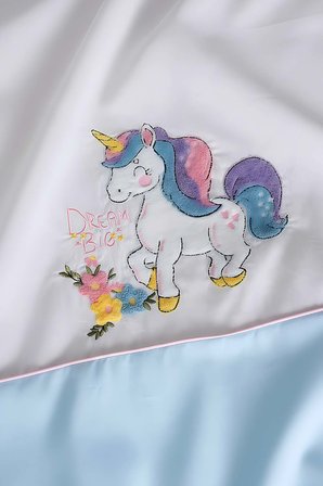 Dolly Mint Punch Nakışlı %100 Pamuklu  Bebek Nevresim Takımı