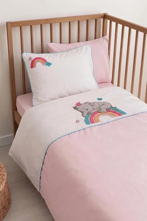 Lucky Pembe Punch Nakışlı %100 Pamuklu Bebek Nevresim Takımı