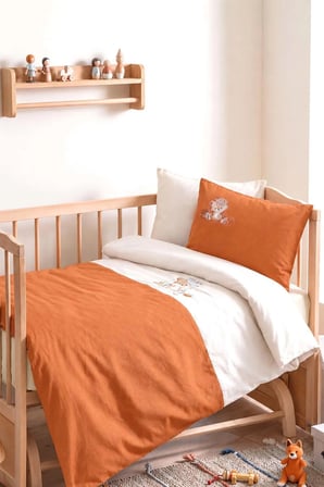 Cuddly Nakışlı %100 Pamuklu Bebek Nevresim Takımı