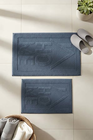 Home Kabartmalı Pamuklu 2’li Banyo & Klozet Paspas Takımı
