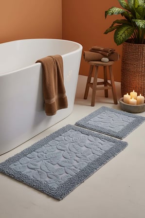 Yaprak Desenli 2’li Banyo & Klozet Paspas Takımı