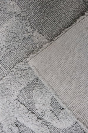 Açık Gri Home Kabartmalı Pamuklu 2’li Banyo & Klozet Paspas Takımı