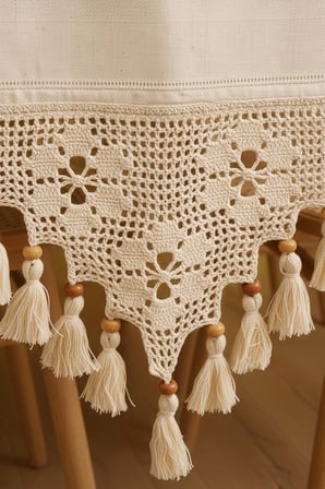 Dantel İşlemeli Boncuklu Runner 50x130 cm
