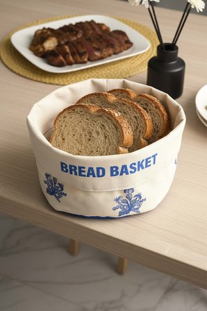 Elysian Blue Keten Ekmek Sepeti