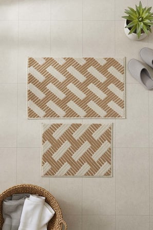 Çizgili Rustik 2’li Banyo & Klozet Paspas Takımı