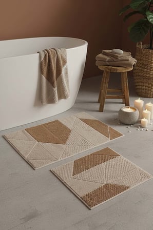 Terra Geometrik 2’li Banyo & Klozet Paspas Takımı