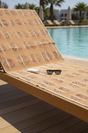 Turuncu Aztec %100 Pamuklu Plaj Havlusu 70x140 cm