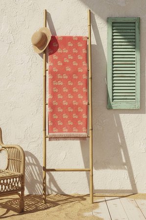 Mercan & Turuncu Cherry %100 Pamuklu Plaj Havlusu 70x140 cm