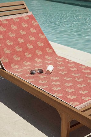 Mercan & Bej Cherry %100 Pamuklu Plaj Havlusu 70x140 cm