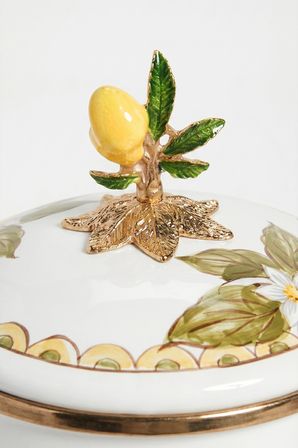 Linda Limon Desenli Emaye Kavanoz