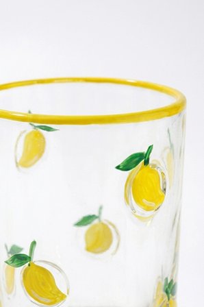 Linda  Limon Desenli 2'li Cam Meşrubat Bardağı