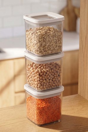 Beyaz Vakumlu Hava Geçirmez 3’lü Saklama Kabı - 700 ml