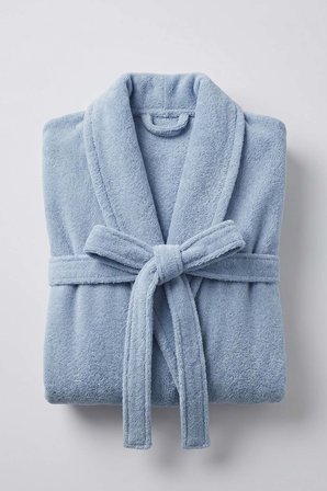 Mavi Şalyaka %100 Pamuklu Bornoz L-XL