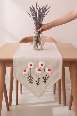 Daisy Puff Kasso Punch İşlemeli Runner 35x110 cm