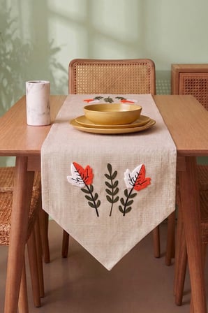 Warm Leaf Kasso Punch İşlemeli Runner 35x110 cm