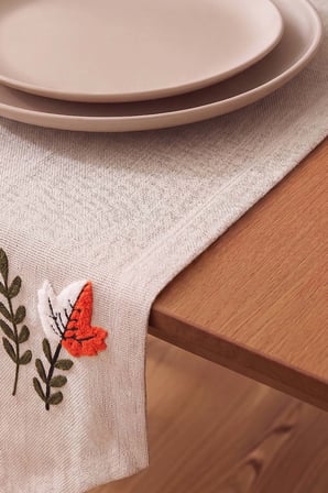 Warm Leaf Kasso Punch İşlemeli Runner 35x110 cm