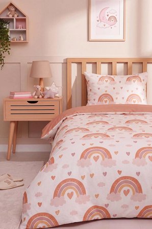 Bohem Pastel Gökkuşağı Tek Kişilik Pamuklu Nevresim Takımı