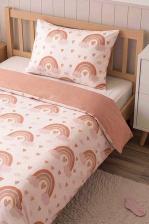 Bohem Pastel Gökkuşağı Tek Kişilik Pamuklu Nevresim Takımı