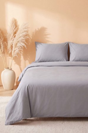 Soft Gri %100 Pamuklu Ranforce Çift Kişilik Nevresim Takımı – 4 Parça