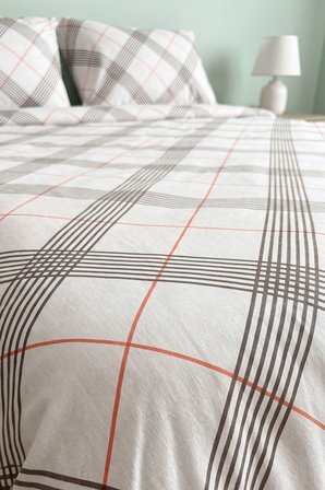 Grey Red %100 Pamuklu Ranforce Çift Kişilik Nevresim Takımı – 4 Parça