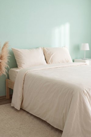 Soft Krem %100 Pamuklu Ranforce Çift Kişilik Nevresim Takımı – 4 Parça