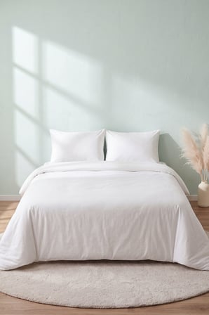 Soft Beyaz %100 Pamuklu Ranforce Çift Kişilik Nevresim Takımı – 4 Parça