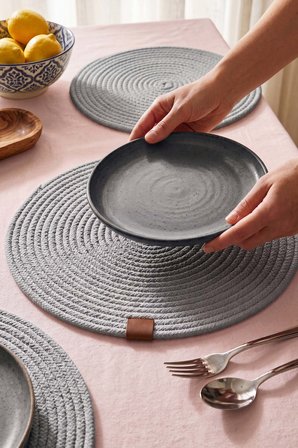 Gri Pamuklu Hasır Supla 32x32 cm