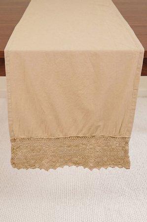 Oxford Lacy Pamuklu Dantelli Runner 40x150 cm