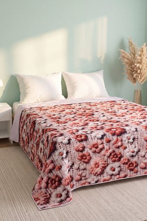Papatyalar 5D Çok Amaçlı Çift Kişilik Baskılı Pike & Yatak Örtüsü 200x220 cm