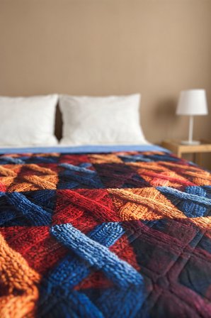 Kare Örgü 5D Çok Amaçlı Çift Kişilik Baskılı Pike & Yatak Örtüsü 200x220 cm