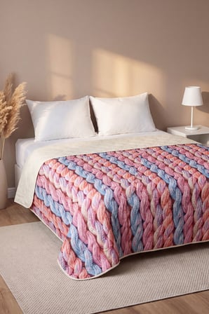 Renkli İpler 5D Çok Amaçlı Tek Kişilik Baskılı Pike & Yatak Örtüsü 160x220 cm