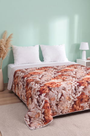 Krem Karamel 5D Çok Amaçlı Tek Kişilik Baskılı Pike & Yatak Örtüsü 160x220 cm