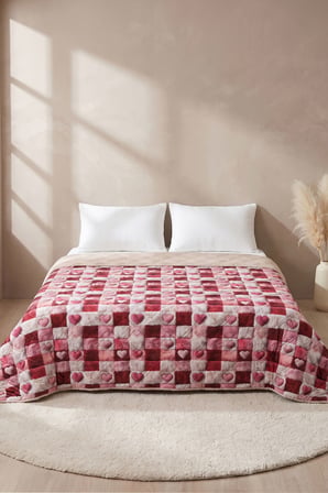 Kare Kalp 5D Çok Amaçlı Tek Kişilik Baskılı Pike & Yatak Örtüsü 160x220 cm