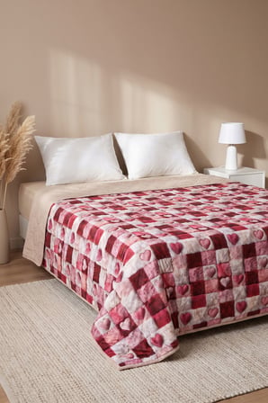 Kare Kalp 5D Çok Amaçlı Tek Kişilik Baskılı Pike & Yatak Örtüsü 160x220 cm