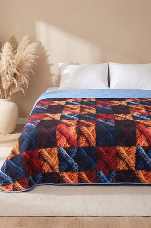 Kare Örgü 5D Çok Amaçlı Tek Kişilik Baskılı Pike & Yatak Örtüsü 160x220 cm