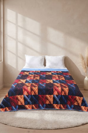 Kare Örgü 5D Çok Amaçlı Tek Kişilik Baskılı Pike & Yatak Örtüsü 160x220 cm