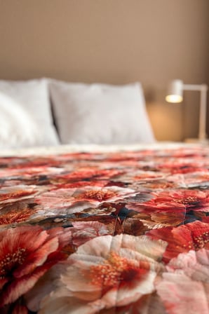 Gelincik Çiçeği 5D Çok Amaçlı Çift Kişilik Baskılı Pike & Yatak Örtüsü 200x220 cm