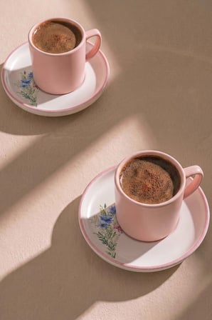 Pembe Elegant Blossoms 2 Kişilik Kahve Sunum Seti - 4 Parça