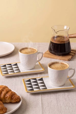 keraart trigon doğaltaş 2 kişilik kahve sunum seti - 4 parça