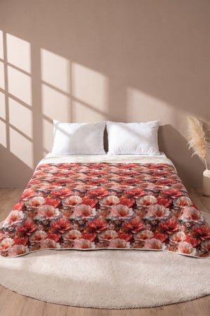 Gelincik Çiçeği 5D Çok Amaçlı Tek Kişilik Baskılı Pike & Yatak Örtüsü 160x220 cm