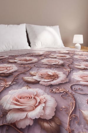 Gül Buketi 5D Çok Amaçlı Tek Kişilik Baskılı Pike & Yatak Örtüsü 160x220 cm