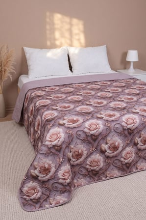 Gül Buketi 5D Çok Amaçlı Tek Kişilik Baskılı Pike & Yatak Örtüsü 160x220 cm