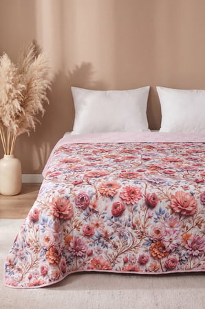 Renkli Bahçe 5D Çok Amaçlı Çift Kişilik Baskılı Pike & Yatak Örtüsü 200x220 cm