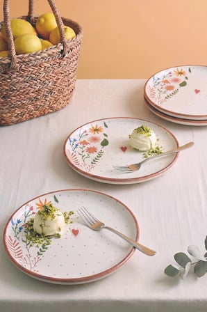 Kalpli Soft Bloom Nordic 4'lü Pasta & Sunum Tabağı 22 cm
