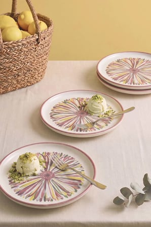Serene Flower Nordic 4'lü Pasta & Sunum Tabağı 22 cm