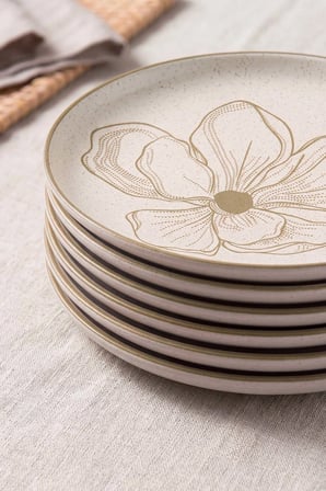 Taupe Bloom Nordic 6'lı Pasta & Sunum Tabağı 22 cm