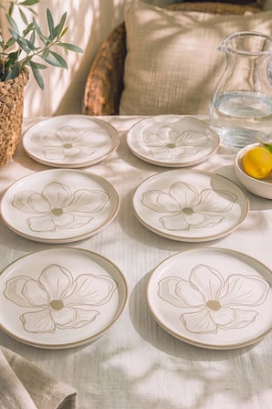 Taupe Bloom Nordic 6'lı Pasta & Sunum Tabağı 22 cm