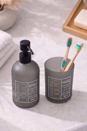 Siyah Cam 2'li Sıvı Sabunluk & Diş Fırçalık Seti